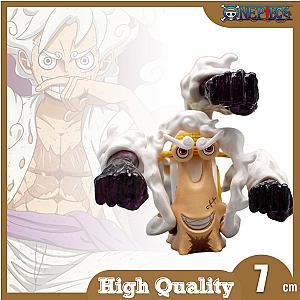 One Piece 7cm Luffy Gear 5 Den Den Mushi Nika PVC Model Action Figures