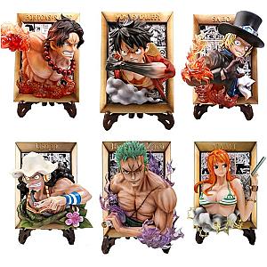 Anime One Piece Figure Ace Luffy Zoro 3D Painting GK Photo Frame Figurine Toys PVC Action Figures AL1609