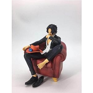 One Piece Action Figures - Ace Portgas Sitting In Costume One Piece Figure OMS0911