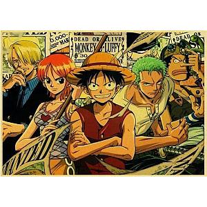 One Piece Posters - One Piece poster Luffy, Zoro, Sanji, Usopp, Nami wanted OMS0911