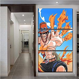 One Piece Wall Arts - One Pieceboard 3 Piece Ace With Burning Fist OMS0911