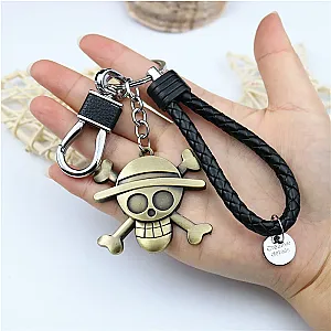 One Piece Keychain - Set Leather rope One Hat Metal Keychain