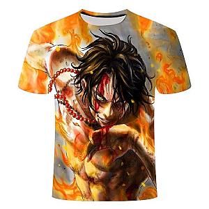 One Piece T-Shirts - White Beard Commander Ace Portgas One Piece T Shirt OMS0911