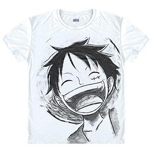 One Piece Merch - Luffy Black &amp; White T-Shirt One Piece MNK1108