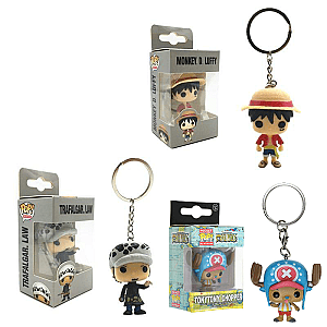 One Piece Merch - Luffy Law Chopper Funko Pop Keychain MNK1108