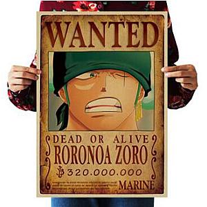 One Piece Merch - Dead or Alive Roronoa Zoro Wanted Bounty Poster ANM0608