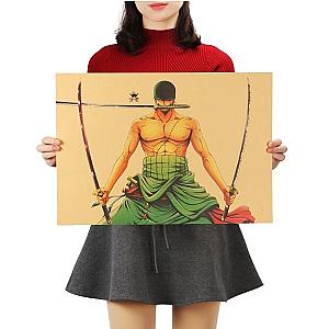 Retro One Piece Merch - Zoro Ronoa Movie Poster Wall Sticker ANM0608