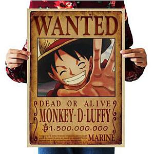 One Piece Merch - Dead or Alive Monkey D. Luffy Wanted Bounty Poster ANM0608