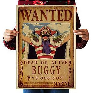 One Piece Merch - Dead or Alive Captain Buggy Wanted Bounty Poster ANM0608