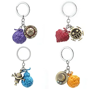 One Piece Keychain - Anime Luffy Ace Law Devil Fruit Keyring Metal Keychain