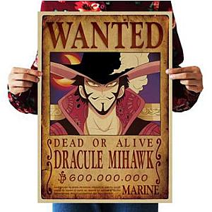 One Piece Merch - Dead or Alive Dracule Mihawk Wanted Bounty Poster ANM0608