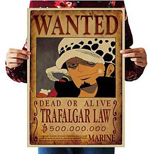 One Piece Merch - Dead or Alive Trafalgar D. Water Law Wanted Bounty Poster ANM0608