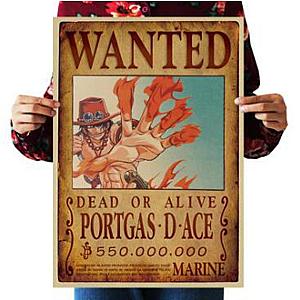 One Piece Merch - Dead or Alive Portgas D. Ace Wanted Bounty Poster ANM0608