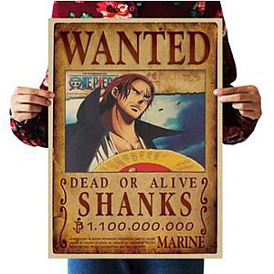 One Piece Merch - Dead or Alive Shanks Wanted Bounty Poster ANM0608