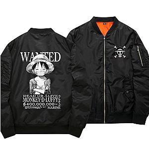 One Piece Merch - Monkey D. Luffy Wanted Black Bomber Jacket ANM0608