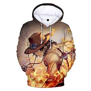 One Piece Merch - Portgas D. Ace Flames Hoodie ANM0608