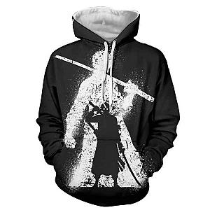 One Piece Merch - Roronoa Zoro Black &amp; White Hoodie ANM0608