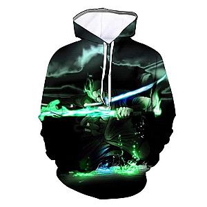 One Piece Merch - Roronoa Zoro Dark Green Hoodie ANM0608