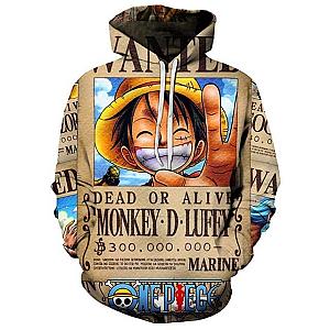 One Piece Merch - Monkey D. Luffy Dead or Alive Poster Hoodie ANM0608