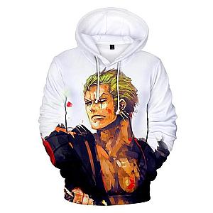 One Piece Merch - Roronoa Zoro White Hoodie ANM0608