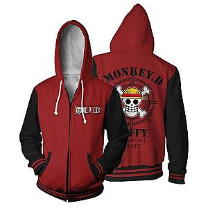 One Piece Merch - Monkey D. Luffy Jolly Roger Zip Hoodie ANM0608