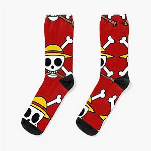 One Piece Anime YonKo Pirate King manga flag Straw Socks