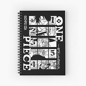 One Piece - Luffy, Sanji, Usopp, Nami, Zoro / Zolo, black and white cover chapter 82 Spiral Notebook