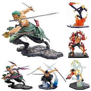 18CM One Piece Luffy Roronoa Zoro Anime Statue Model Toys