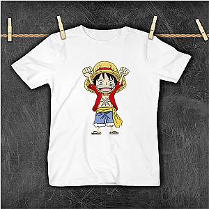 One Piece Cute Cartoon Luffy Zoro Pirates King Comics White T-shirt