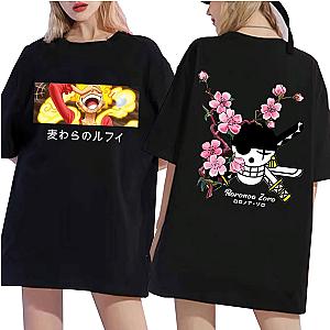 One Piece Roronoa Zoro Luffy Sakura Streetwear Men Women Japanese Oversized T-Shirt