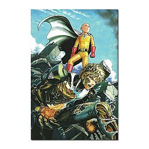 One Punch Man Posters - One Punch Man Saitama &amp; Genos Combat Canvas Poster BS0508