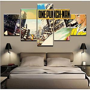 One Punch Man Wall Arts - One Punch Man Saitama City Destroyed Painting BS0508