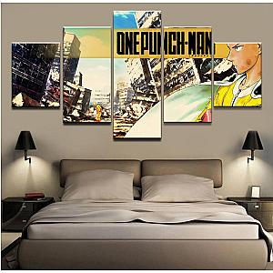 One Punch Man Wall Art -  Saitama City Destroyed Painting SA3105