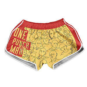 One Punch Man Shorts - Saitama Fun Face Women Beach Shorts FDM0809