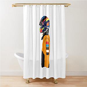 Oscar Piastri wears race helmet 2024 Shower Curtain