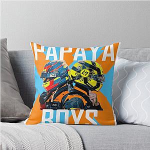 Papaya Boys: Lando Norris and Oscar Piastri McLaren F1 Team Throw Pillow