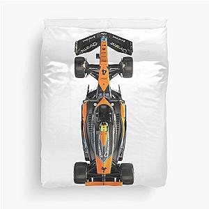 McLaren F1 Team Car 2023 MCL60 Top View of Oscar Piastri and Lando Norris Duvet Cover