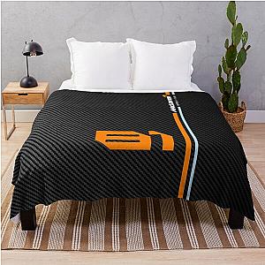 Minimalistic Oscar Piastri Carbon Fiber Black and Orange Throw Blanket