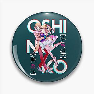 Brother and Sister - Oshi No Ko ( ruby, aqua ) on black Active  Pin