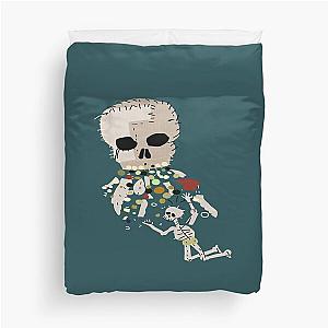 Our Flag Means Death Vomiting Skull On Skeleton Flag Duvet