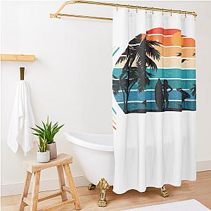 Retro Pogue Life Outer Banks Beach Palm Tree Shower Curtain Premium Merch Store