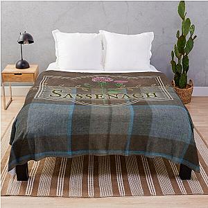 Outlander - Sassenach Leather and Tartan with Thistles and Leaves Throw Blanket