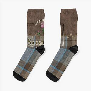 Outlander - Sassenach Leather and Tartan with Thistles and Leaves Socks