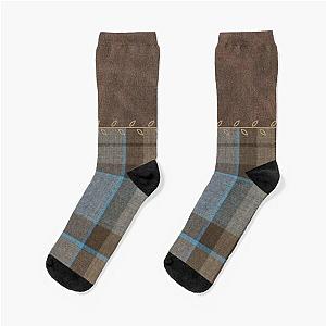 Outlander - Leather and Tartan Plaid Leaves Socks