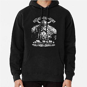 Viking Warrior Outlast the Storm Norse Mythology Valhalla Pullover Hoodie