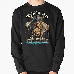 Viking Warrior Outlasts Storm Norse Mythology Valhalla Pullover Sweatshirt