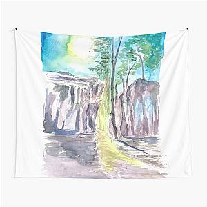 Ozark Hiking Watercolor Trail Scene  Tapestry