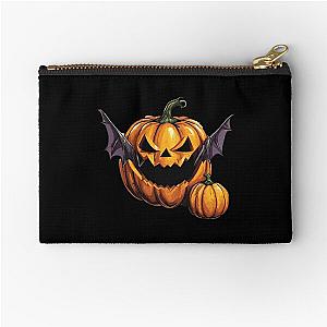 Halloween pumpkin eats a bat - tribute to Ozzy Osbourne Zipper Pouch