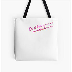 Pabllo Vittar Chiclete com Banana (Tio Sam) - Texto Branco Eu só boto Trabalho All Over Print Tote Bag