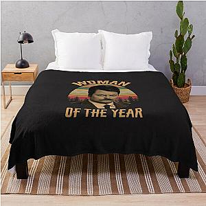 Woman of The Year Vintage Retro Ron Swanson Parks and Recreation Classic T-Shirt Throw Blanket